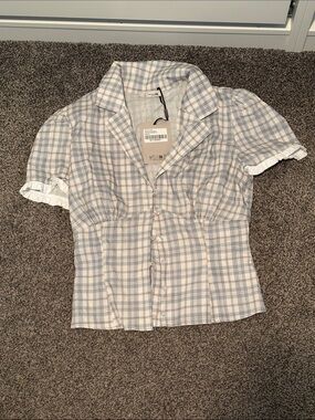 Designed by Si button up plaid top